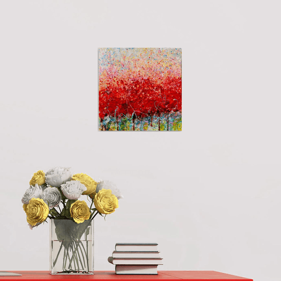Abstract Poppy Field   #3  10 "X 10" X 0.5"  by @OLenaArt