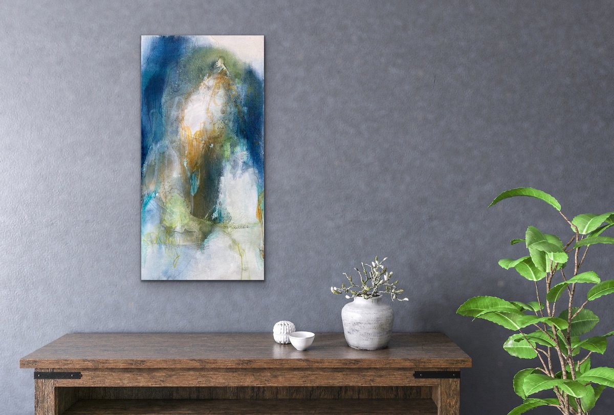 Abstract Acrylic Painting By Kirsten Schankweiler, 12 X 24", Origin Vi, Original Artwork