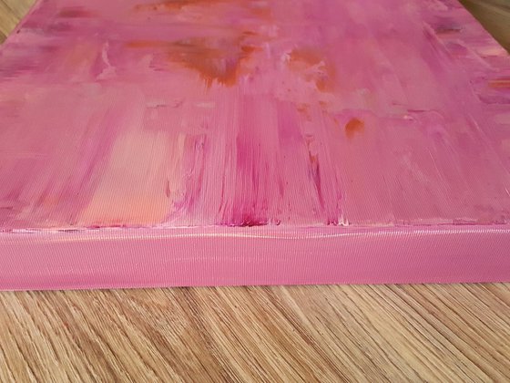 Behind the pink clouds - triptych abstract painting