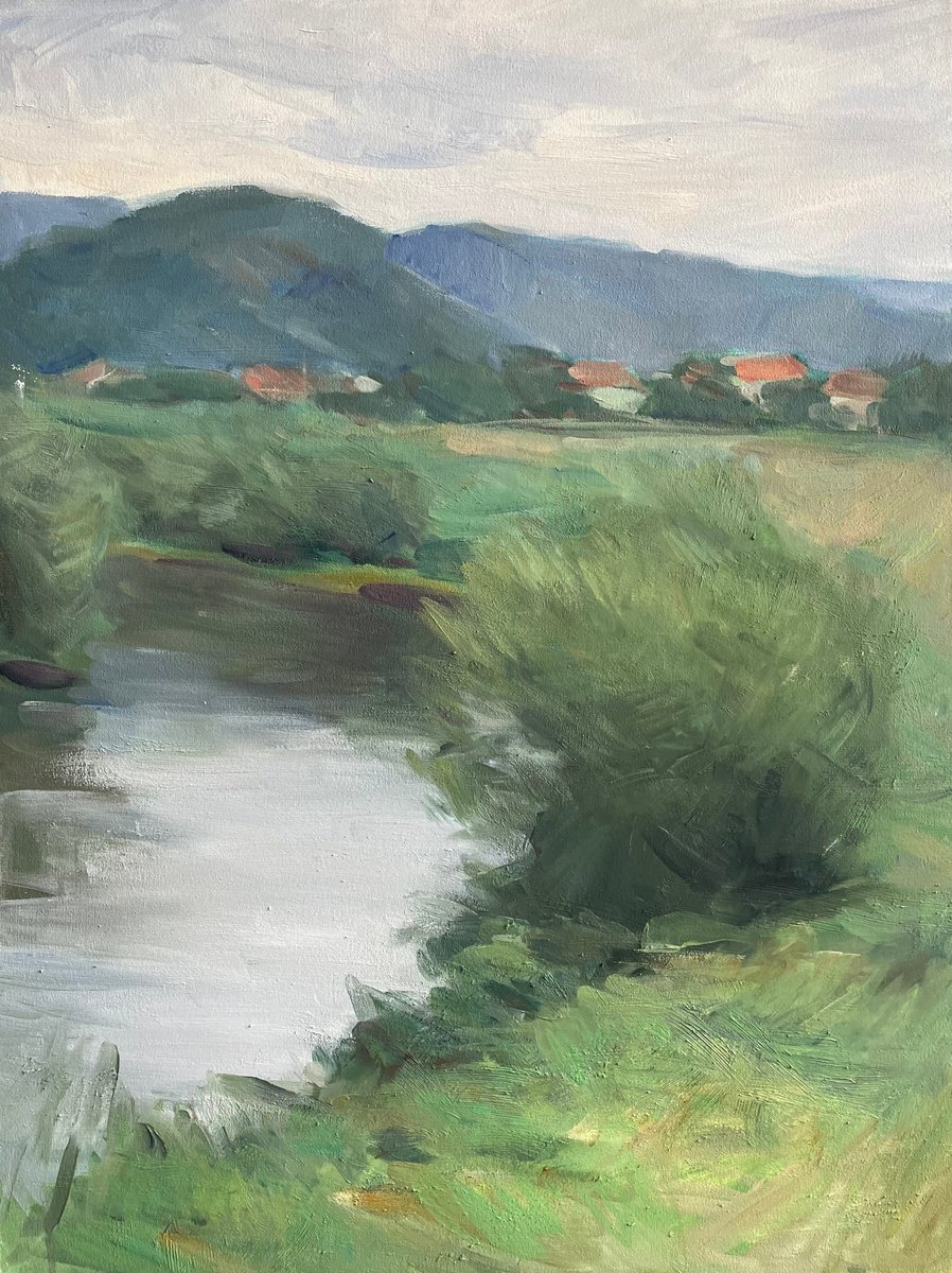 Impressionistic Landscape Oil Painting By Denys Kovalyk, 24 X 31, Latoritsa River, Original Artwork