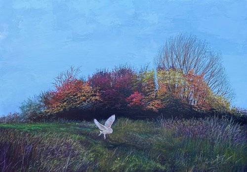 'Quartering the Autumn Meadow' Large Oil painting by Simon Jones