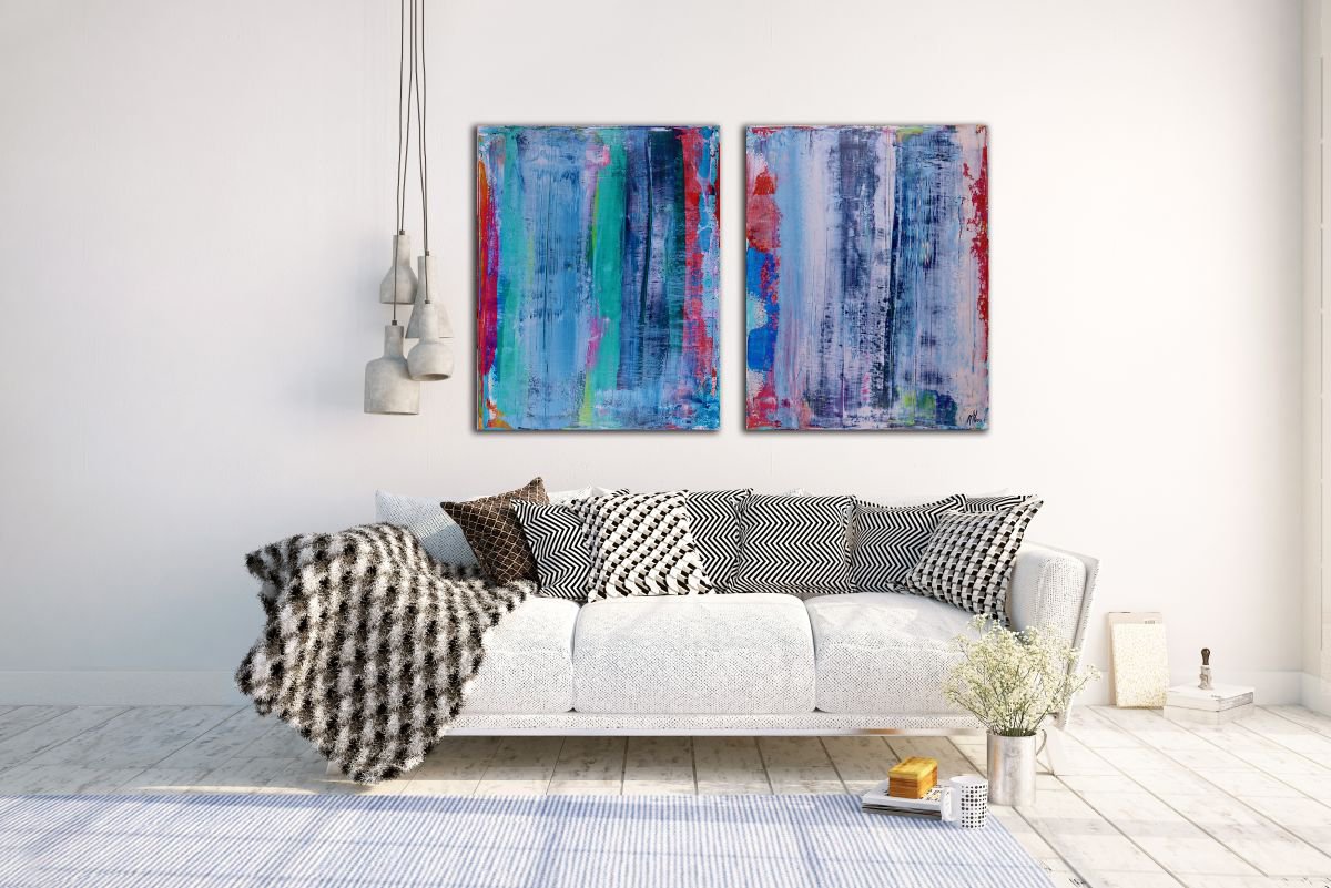 Diptych - Interrupted Blue Sky Colorfield - 81 X 51 Cm By Nestor Toro, 32 X 20, Artwork For Sale On Artfinder