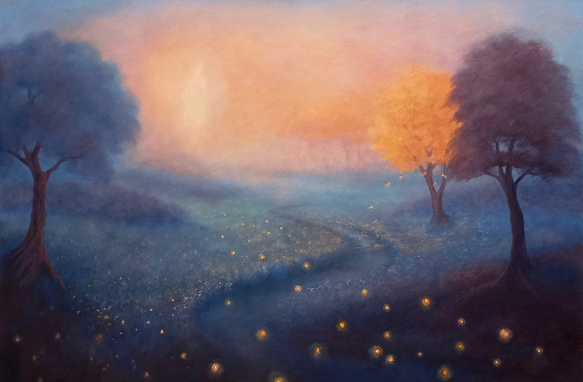 Impressionistic Landscape Oil Painting By Lee Campbell, 35 X 24", The Blessing, Original Artwork