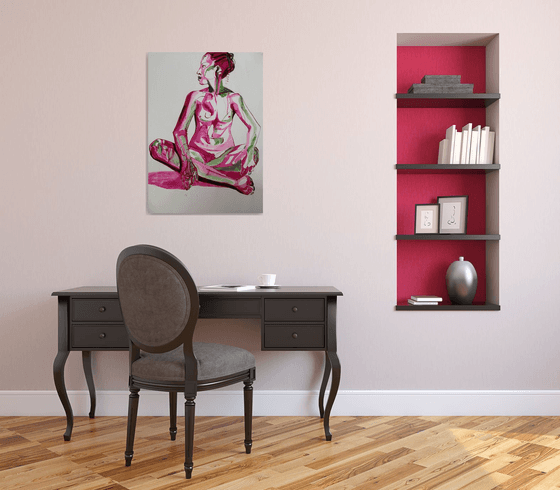 Pink Female seated nude