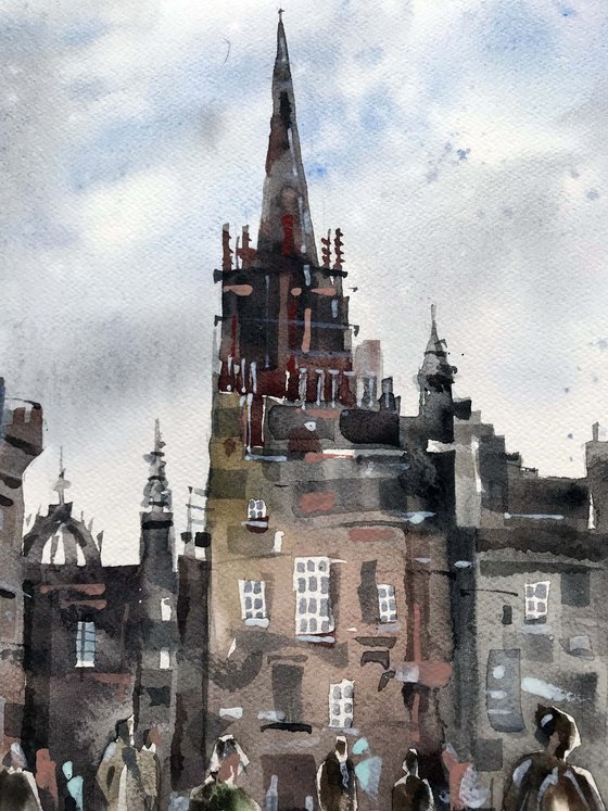 Edinburgh. One of a kind, original painting, handmad work, gift, watercolour art.