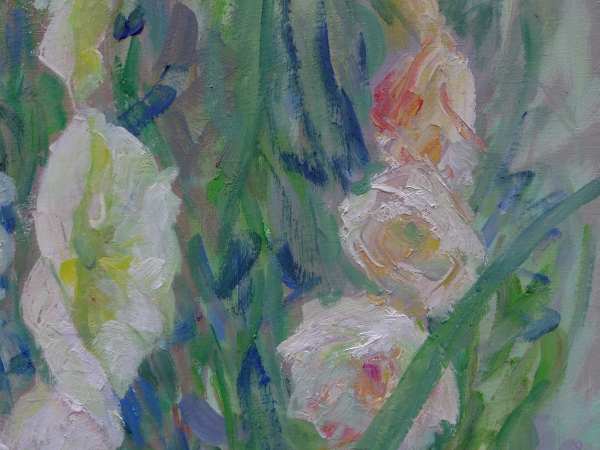 Impressionistic Landscape Oil Painting By Irina Smirnova-Seymour, 24 X 31, Gladioli, Original Artwork