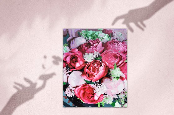 Burgundy and pink peonies