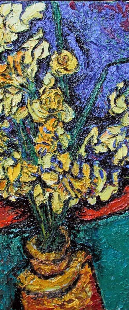 Daffodils in an earthenware jar by Richard Meyer