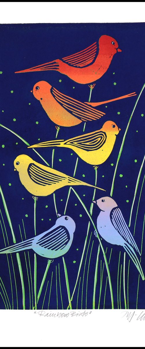 Rainbow birds no 5 by Mariann Johansen-Ellis