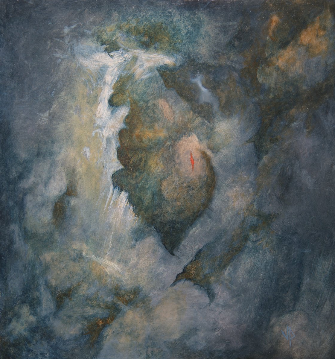 Expressive Abstract Oil Painting By Vadims Pjatrikovs, 11 X 11", Sparkle, Original Artwork