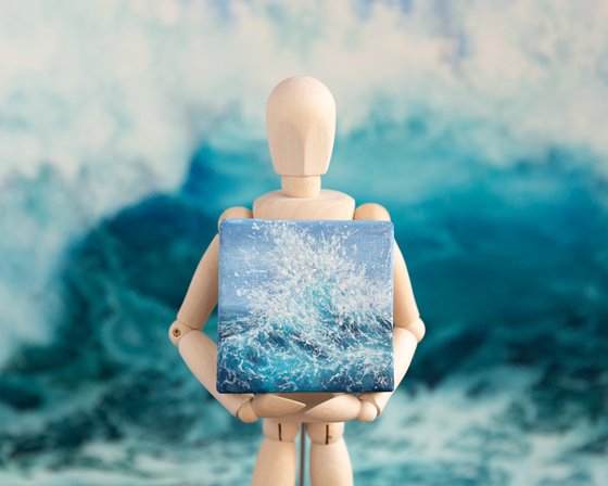 Miniature blue ocean waves