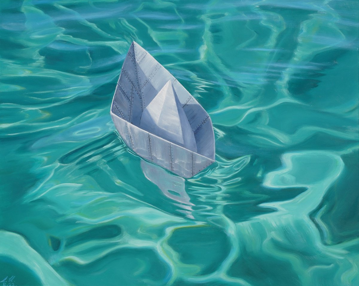 Surrealistic Landscape Oil Painting By Alina Hubarenko, 20 X 16, I Put My Armour On, Original Artwork