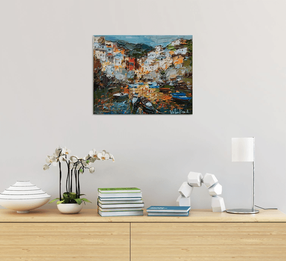 Riomaggiore, Cinque terre - Italian Landscape painting