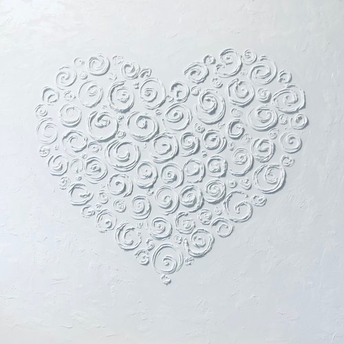 Flowers on white heart by Nataliia Krykun