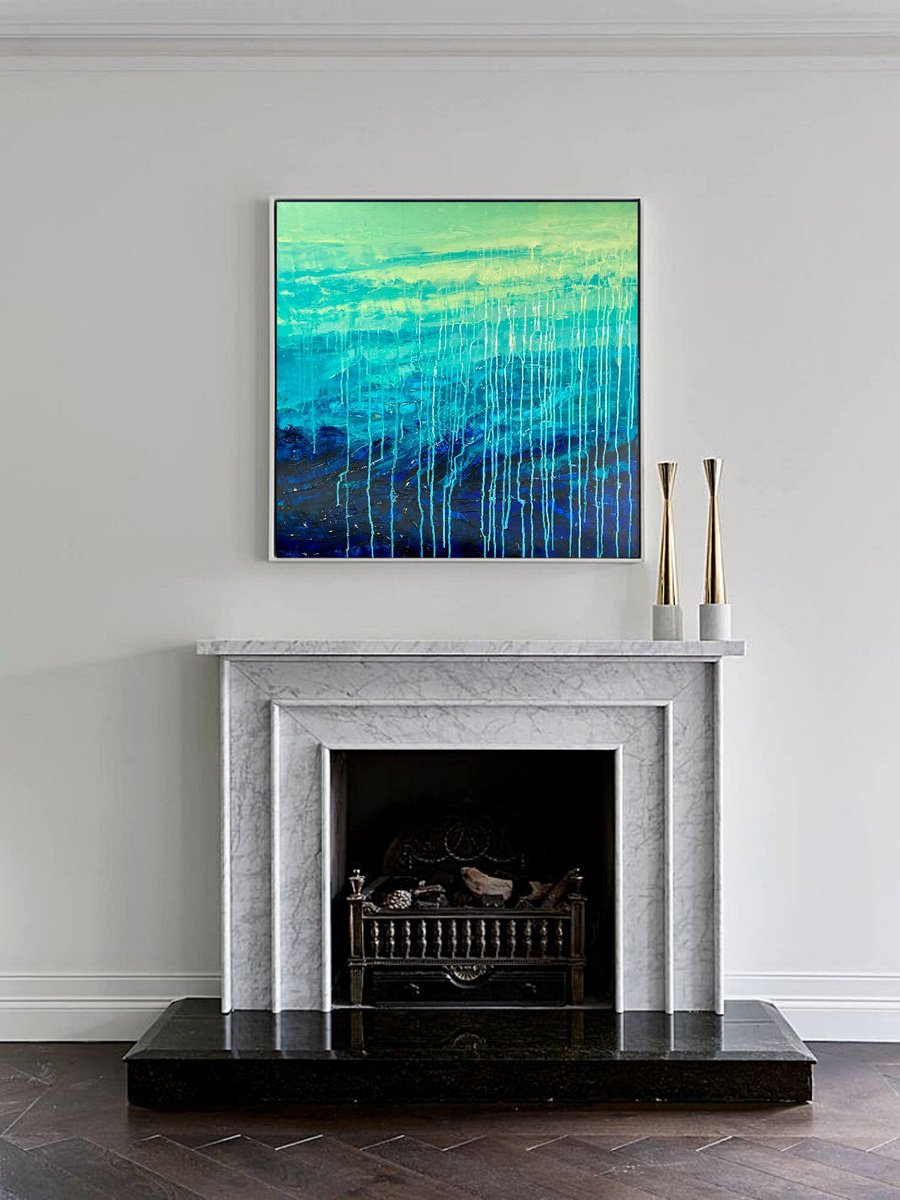 Abstract Oil Painting By Tigran Mamikonyan, 35 X 35", After Rain Iv 90i?90Cm, Original Artwork