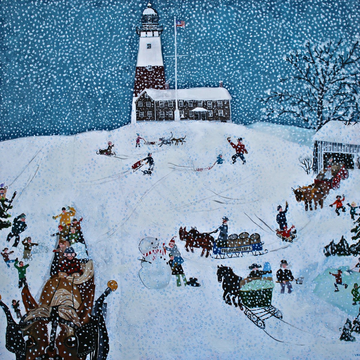 Impressionistic Landscape Acrylic Painting By Ken Vrana, 36 X 36", Fresh Oyster, Original Artwork