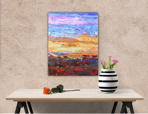 Gold Sunset - Palette Knife Abstract Landscape