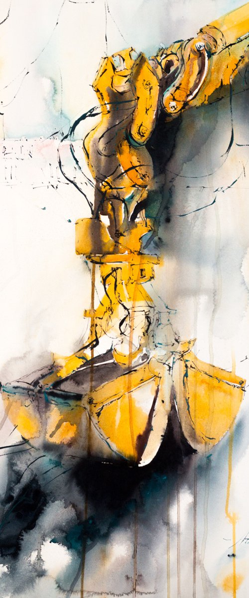 Yellow excavator by Marina Abramova