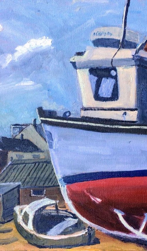 Fishing Boats at Deal Kent. An original 'plein air' oil painting. by Julian Lovegrove Art