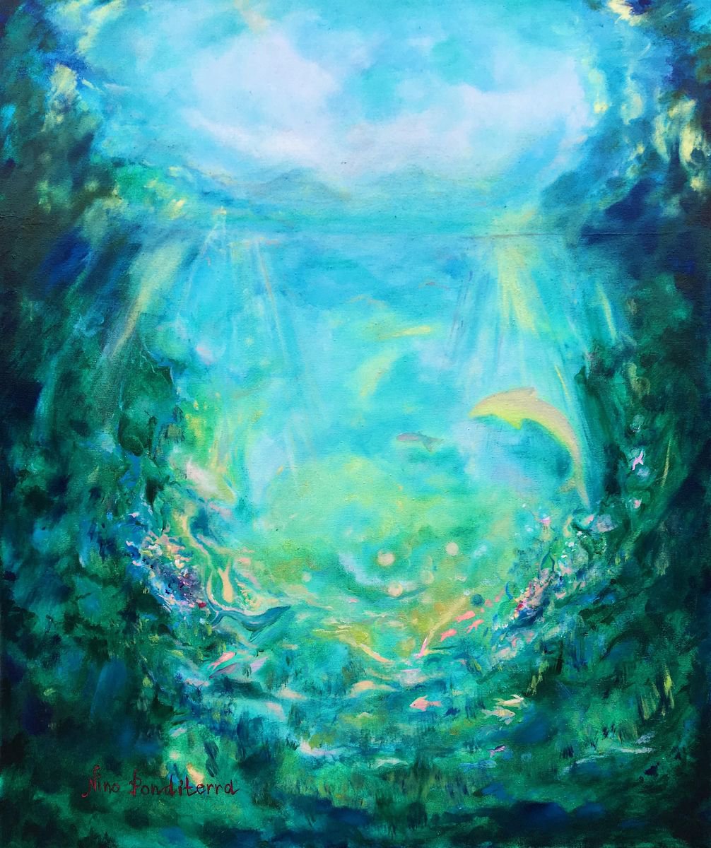 Oil Painting , Undersea By Nino Ponditerra, 20 X 24, Artwork For Sale On Artfinder