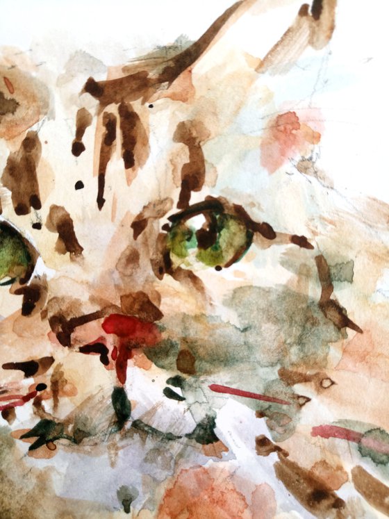 "Portrait of a cat" original watercolor sketch