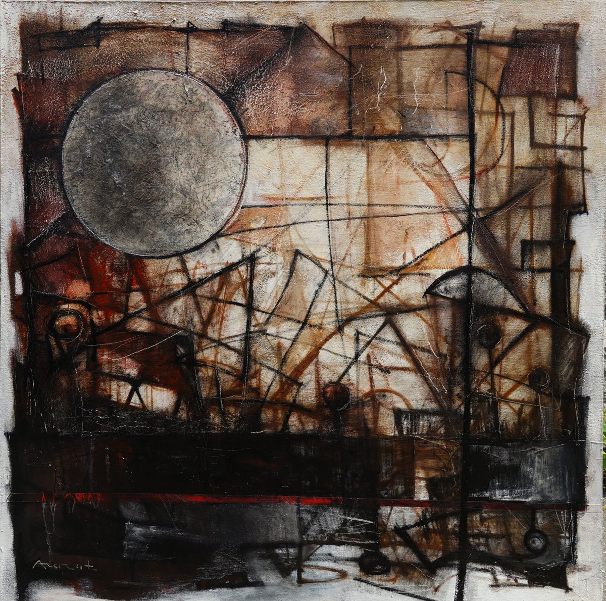 Abstract-3-Moon(100x100cm, oil painting) by Ararat Aleksanyan
