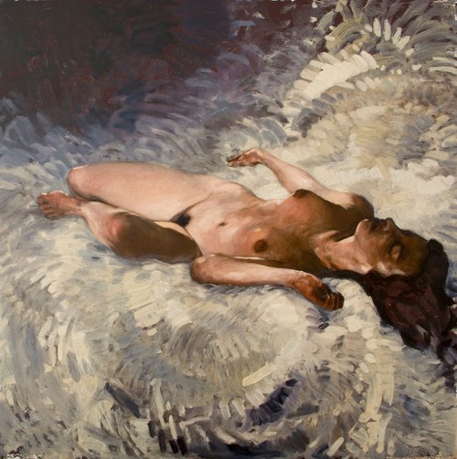 Joy - modern painting of nude woman by Olivier Payeur