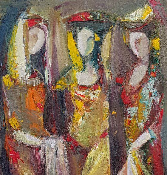Sisters(43x65cm, oil painting, ready to hang)