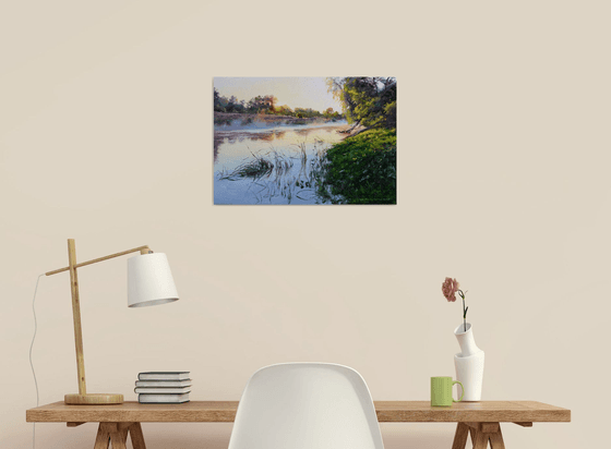 Warm sunrise over the water