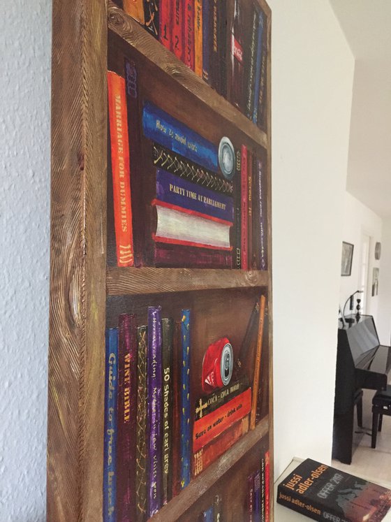 Bookshelf with coca-cola