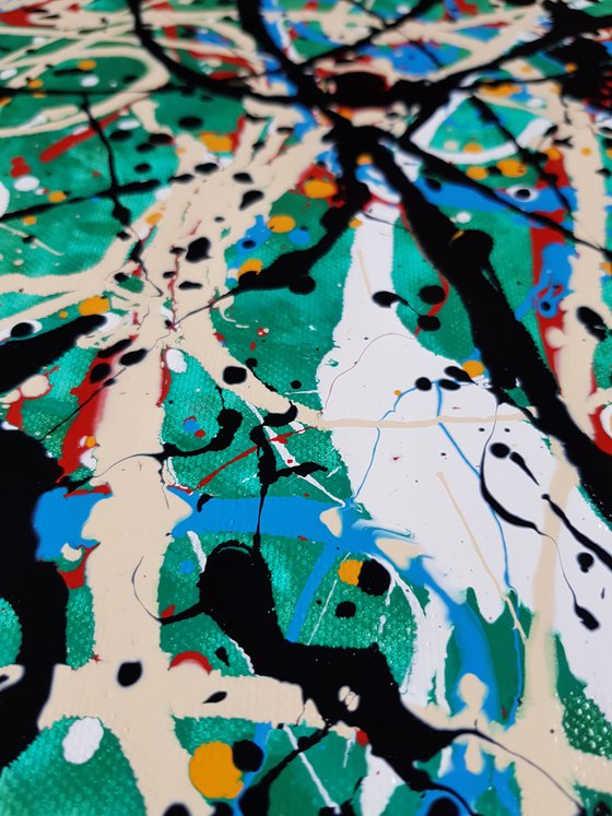 - Pagi N-17 - (W)130x(H)95 cm. Style of JACKSON POLLOCK. Abstract Expressionism Painting