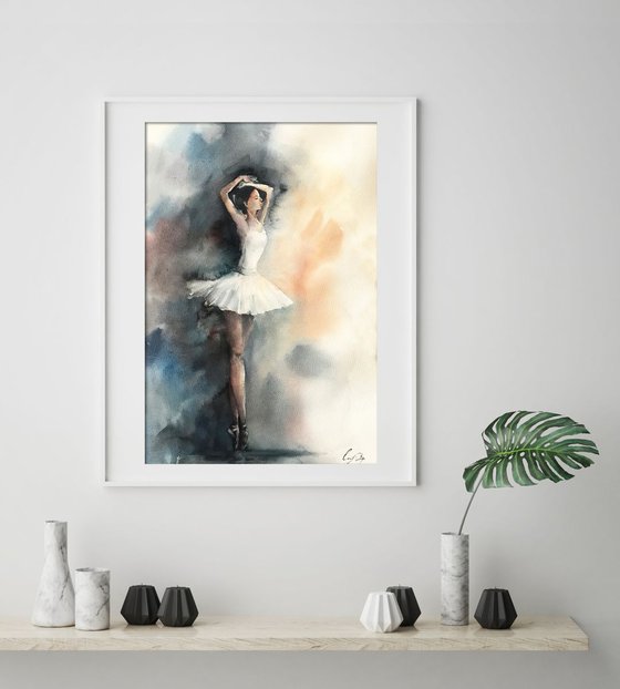 Ballerina Original Watercolor Painting