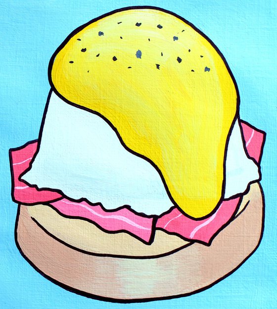 Eggs Benedict Pop Art Painting On A4 Paper