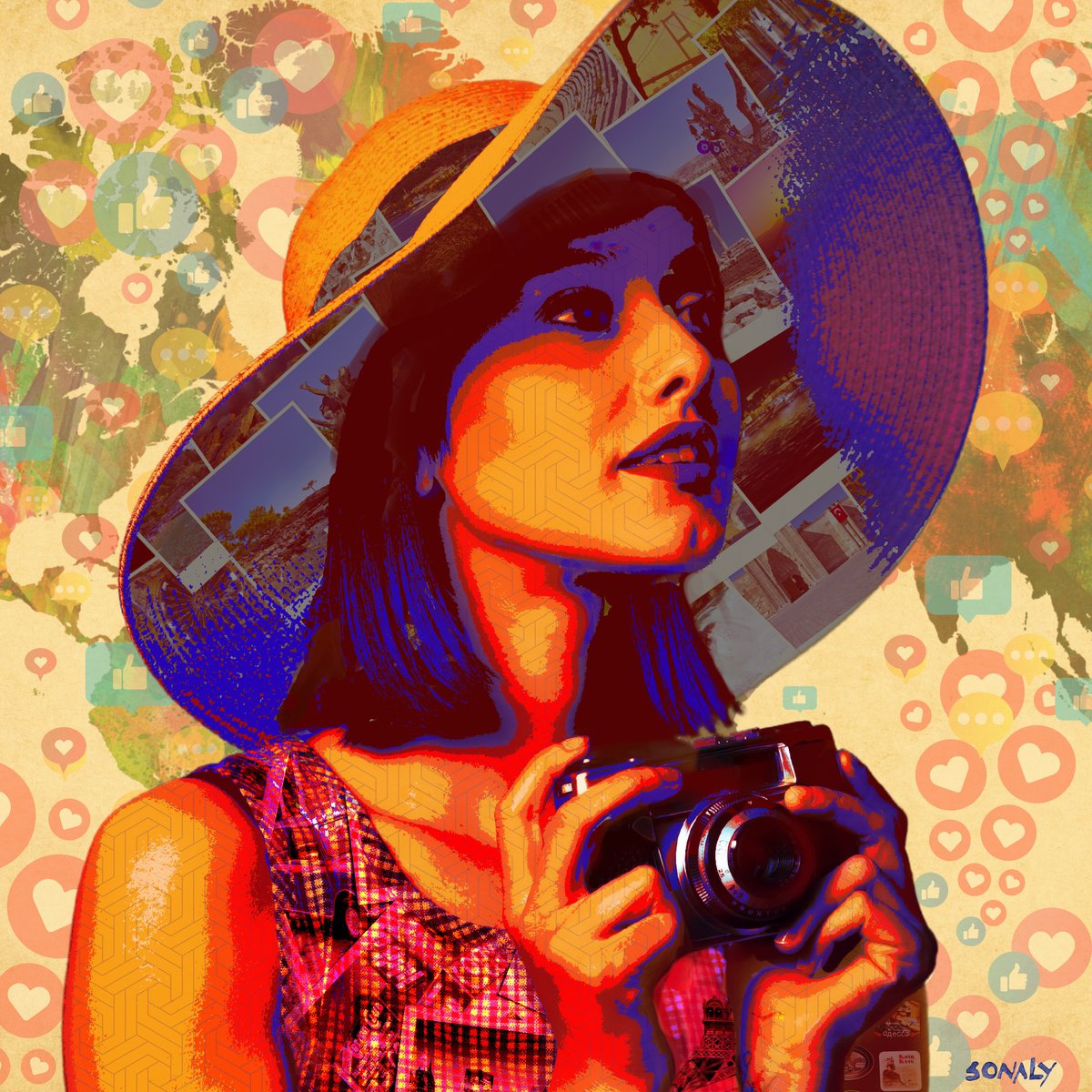 Photorealistic Portrait Giclee Print By Sonaly Gandhi, 30 X 30", Explorer