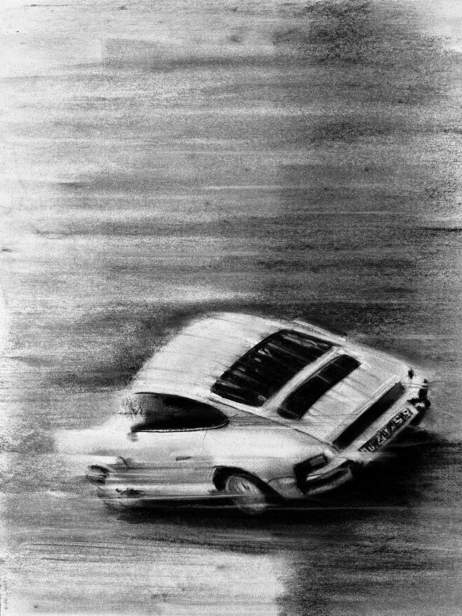 Illustrative Portrait Charcoal Drawing By Denny Stoekenbroek, 12 X 17, Momentum, Original Artwork