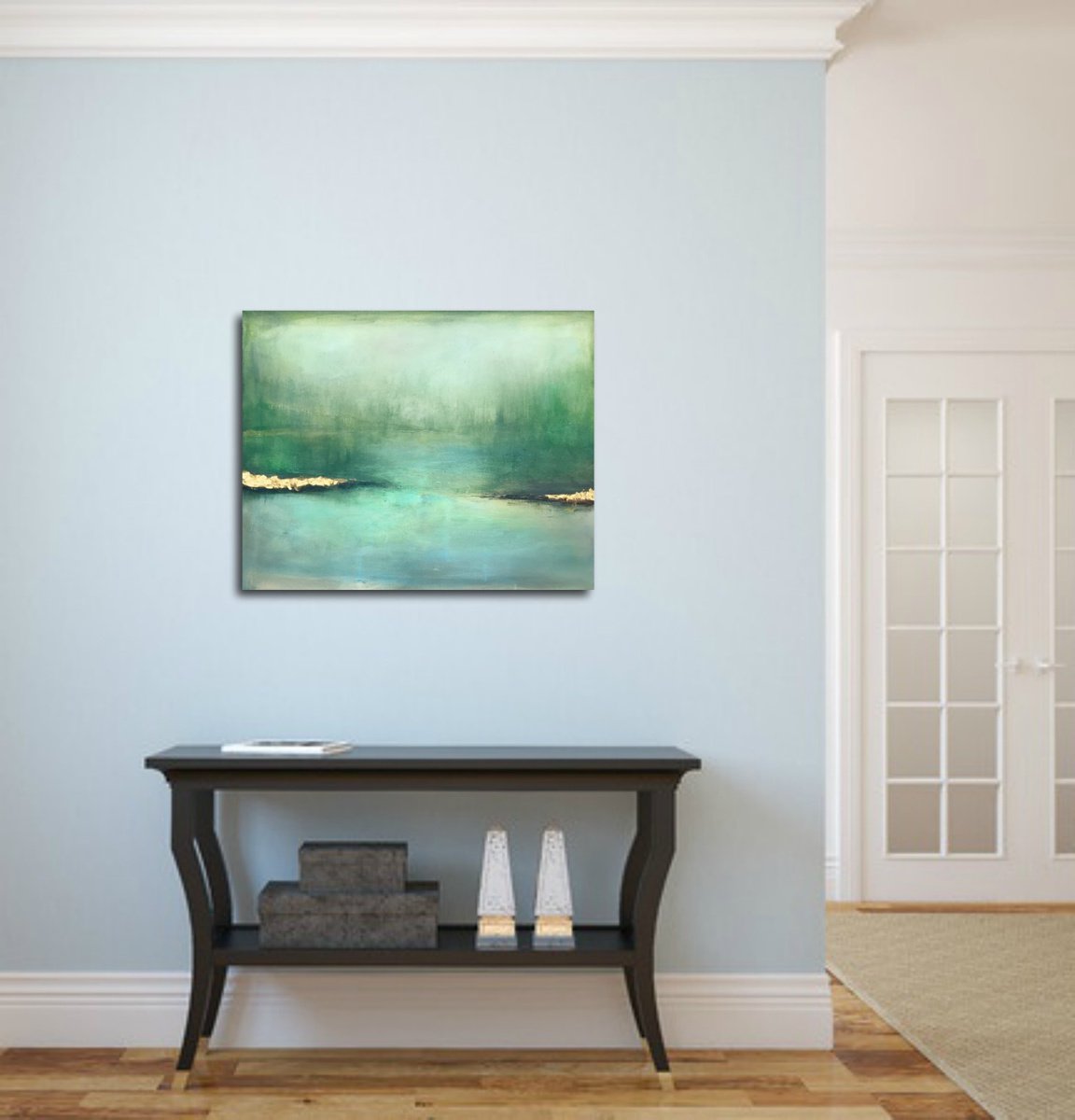 Impressionistic Landscape Acrylic Painting By Henrieta Angel, 28 X 22, Serenity4, Original Artwork