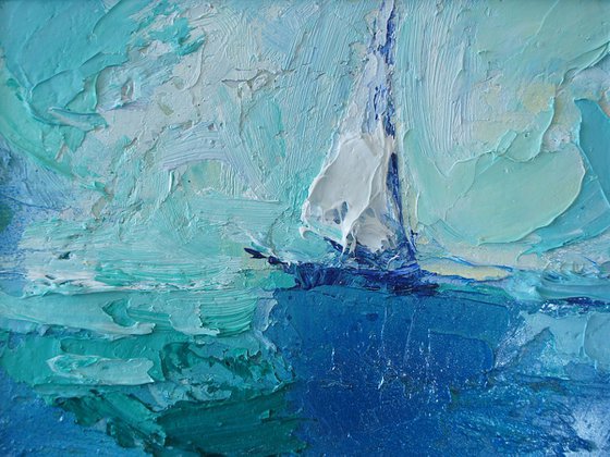 Sailing, oil painting seascape