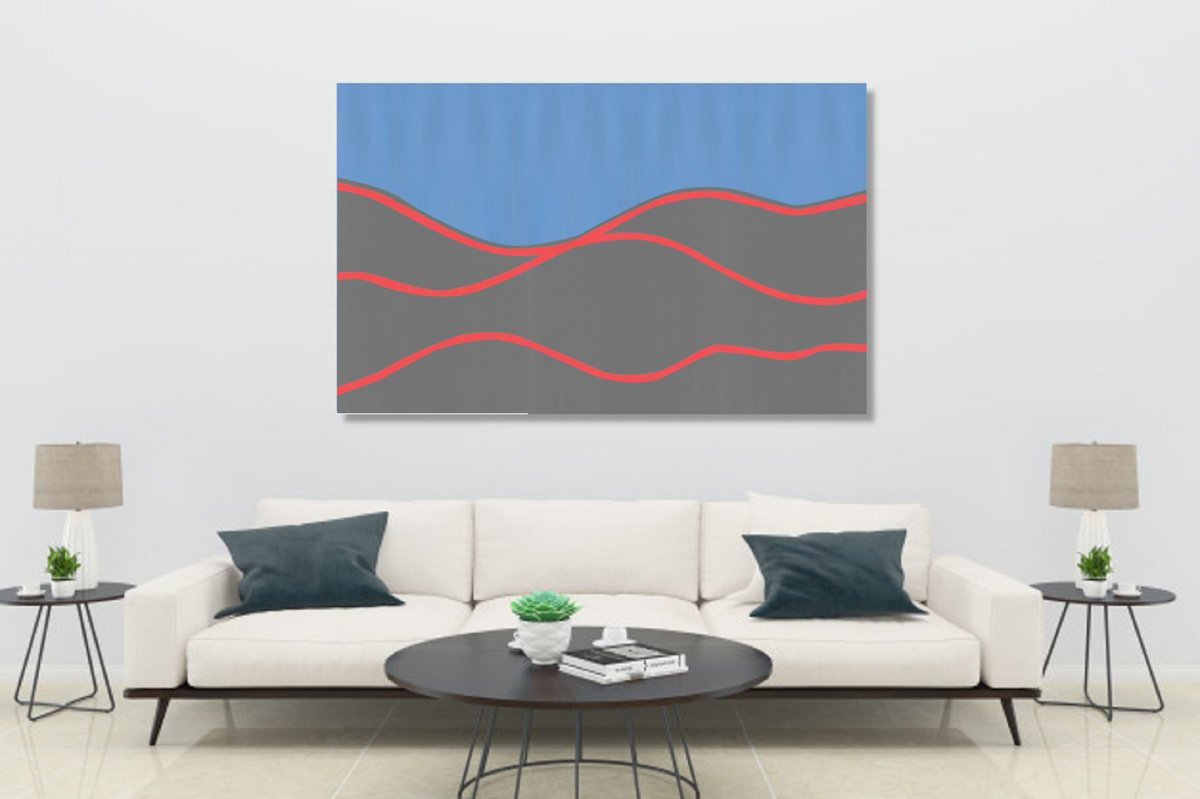 Abstract Landscape Acrylic Painting By Marina Krylova, 63 X 39", Modern Landscape #56, Original Artwork