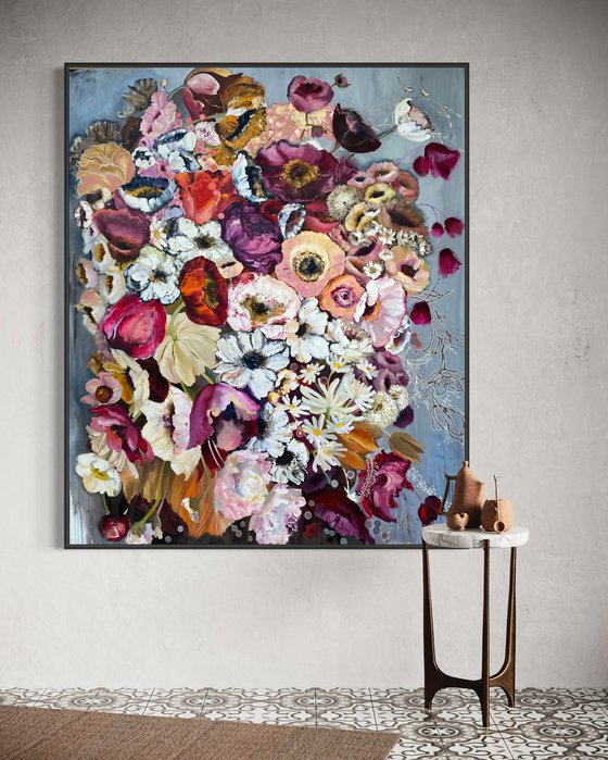 FLORAL SONG- original painting on canvas, XL artwork