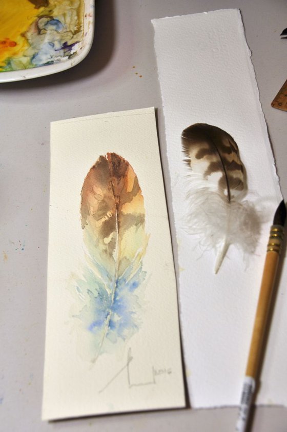 FEATHER watercolour miniature