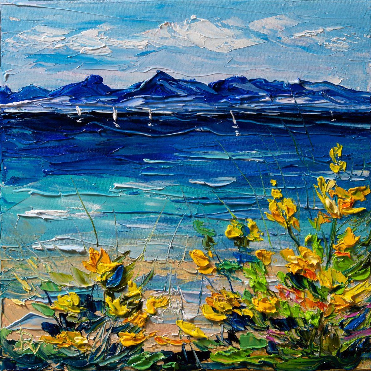 Impressionistic Landscape Oil Painting By Vladyslav Durniev, 12 X 12", Dancing With The Breeze, Original Artwork