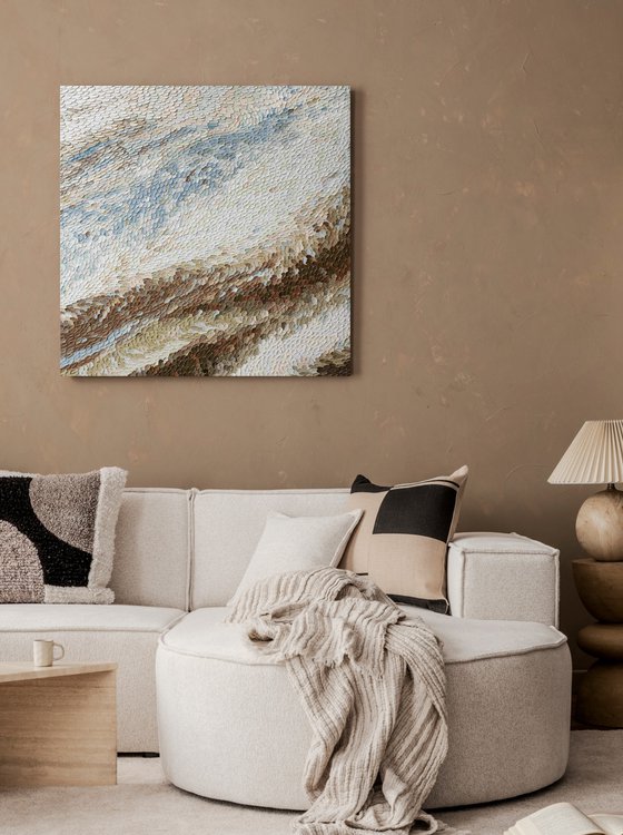 "Notta" High textured abstract brown blue