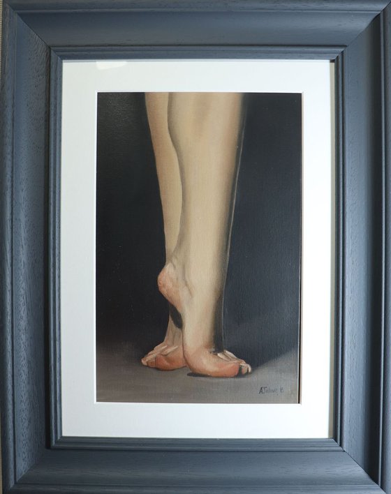 Dancing Feet, Contemporary Dance, Ballet Dancer Shoes, Oil Painting, Ballerina, Framed Art