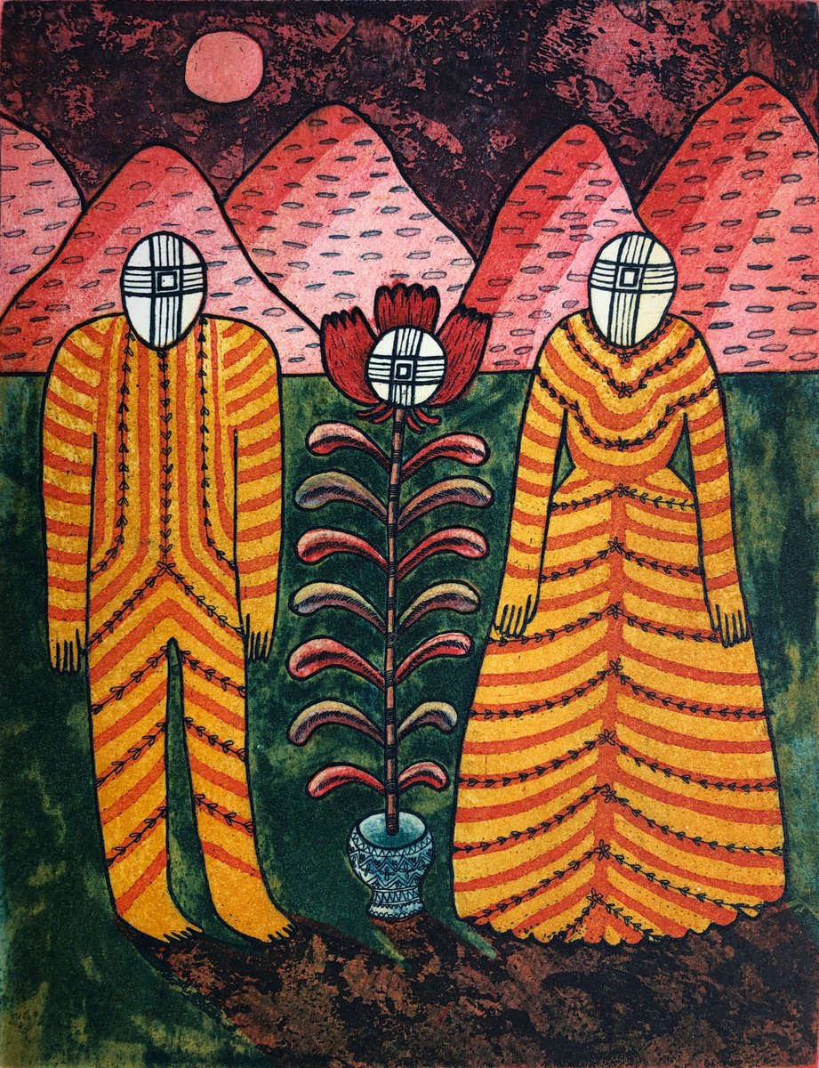 Graphic Portrait Etchings & Engravings By Katya Timoshenko, 10 X 12", Motanka (Rug Doll), Original Artwork