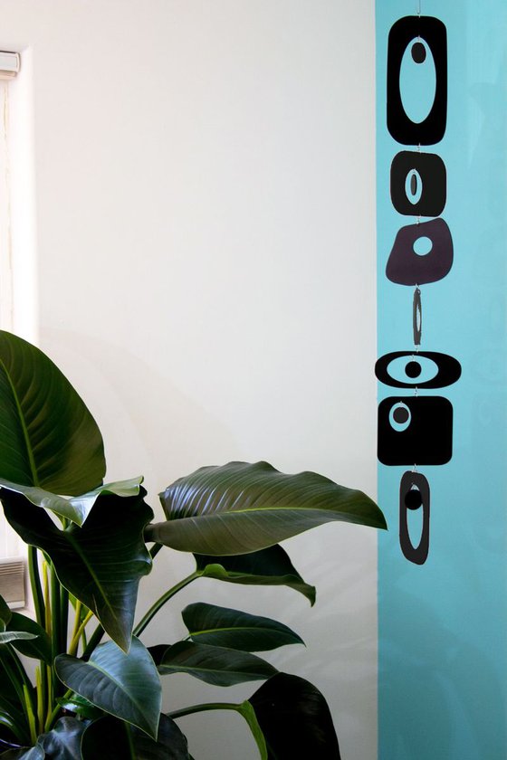 Beatnik Party Modern Art Mobile - 6"w x 42"h - vertical kinetic art mobiles for any space