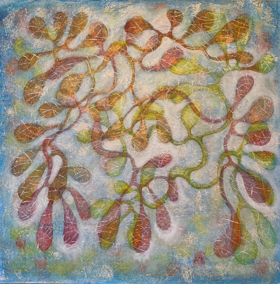 Abstract Acrylic Painting By Maarit Korhonen, 39 X 39", Cantata, Original Artwork