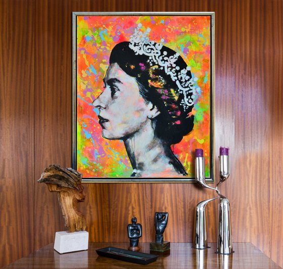 Queen Elizabeth II- neon pop