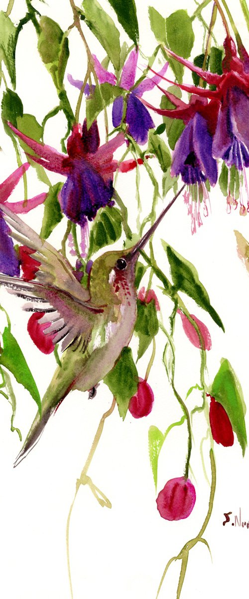 Fuchsia and Hummingbird by Suren Nersisyan