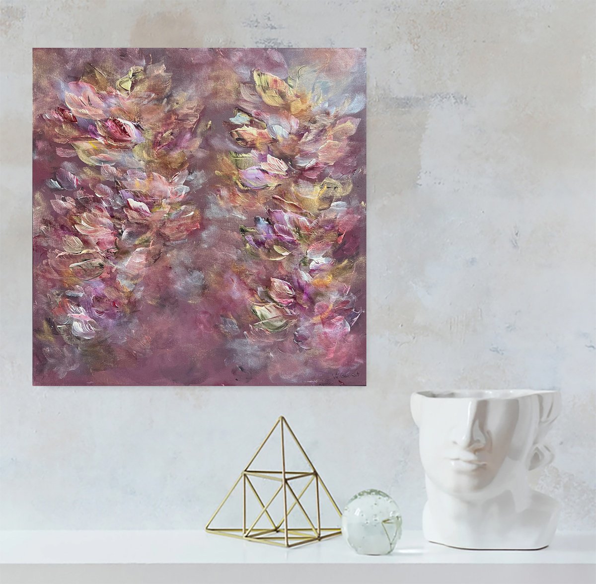 Abstract Acrylic Painting By Ve Boisvert, 20 X 20", Lioness Love, Original Artwork