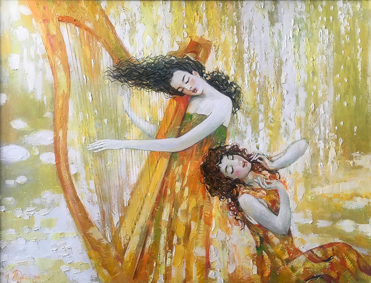 Impressionistic Portrait Oil Painting By Titinin Yurii, 31 X 24", Duo, Original Artwork